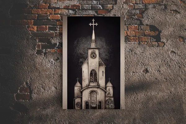 Gothic Church Art Print, Christian Wall Decor