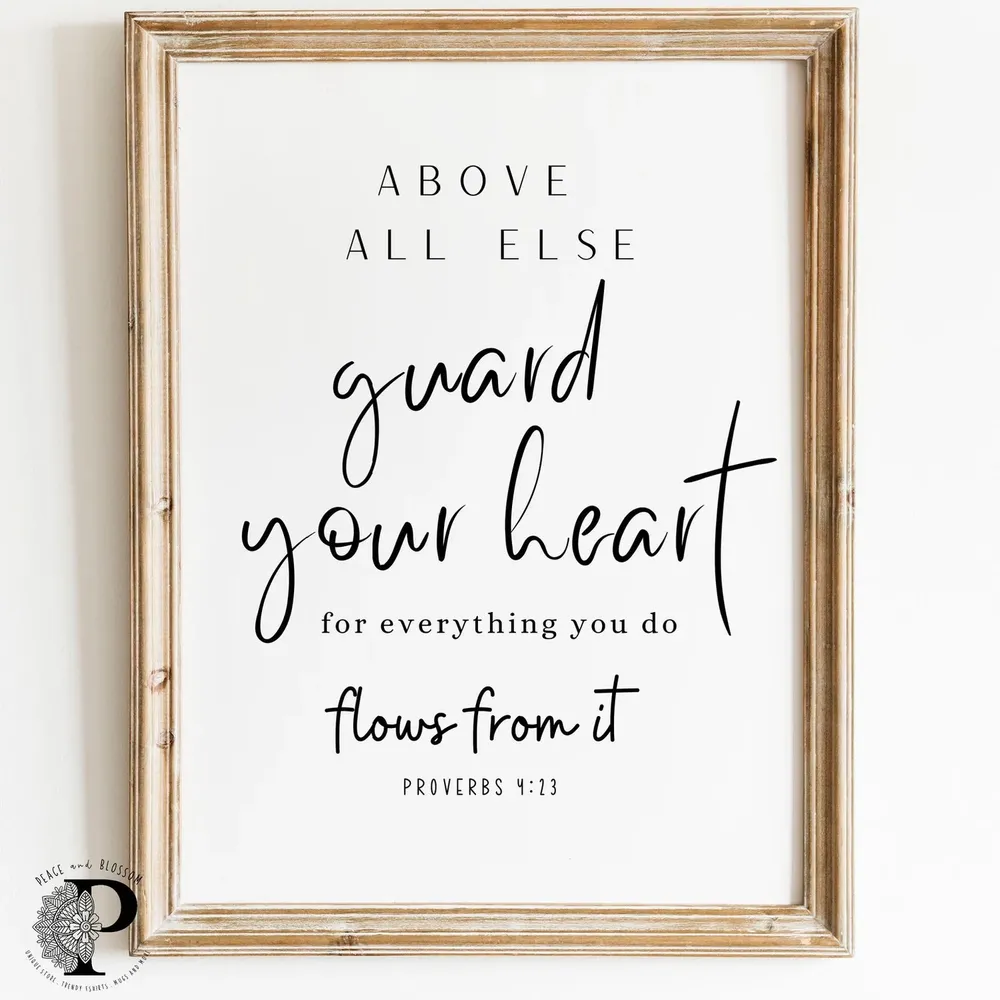Above All Else Guard Your Heart Proverbs 4:23 Minimalist Poster