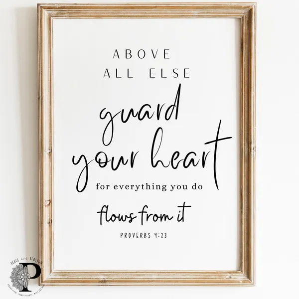 Above All Else Guard Your Heart Proverbs 4:23 Minimalist Poster