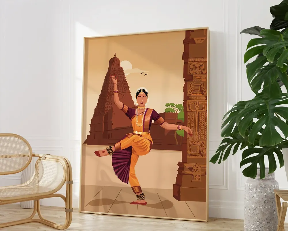 Bharatanatyam Art Poster, Classical Dancer - Image 2