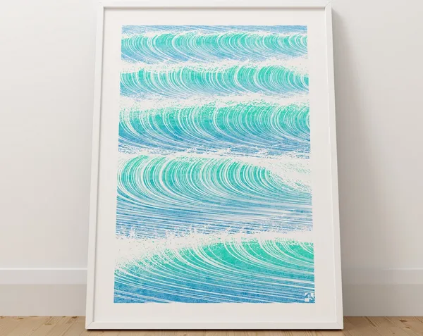 Minimalist Green Waves, Abstract Seascape Art Print