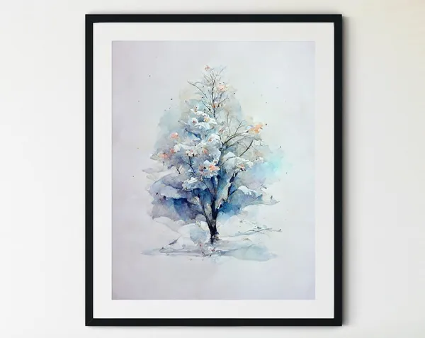 Christmas Trees Watercolor Holiday Art Print