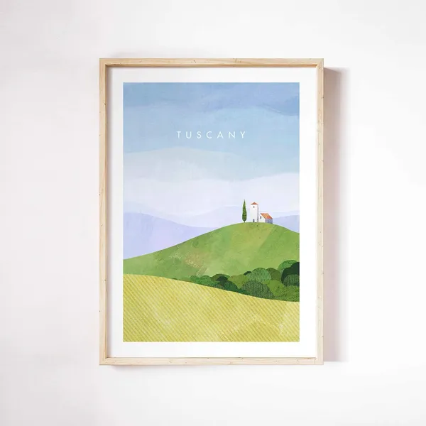 Tuscany Travel Poster, Minimalist Vintage Retro