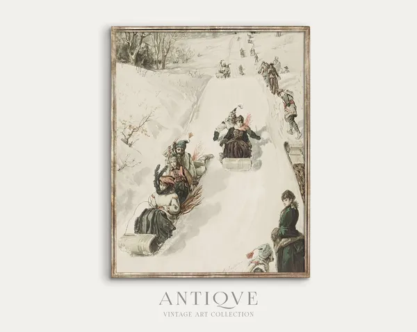 People In The Snow Winter Decor Art Print