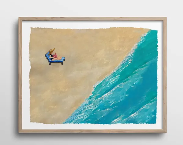 Reading At The Beach Art Print