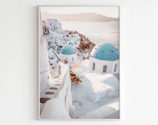 Santorini Greece Mediterranean Travel Poster Print