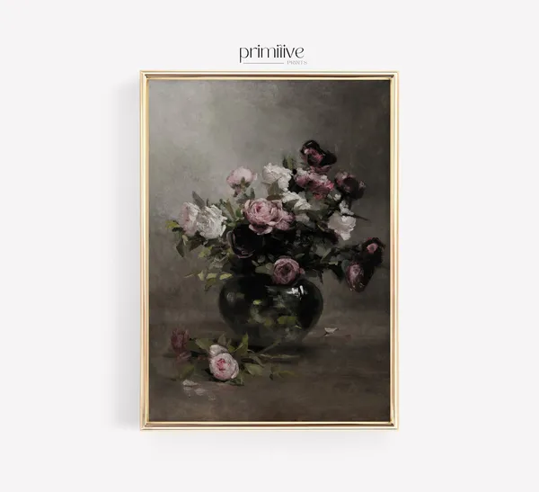 Mauve Floral Painting Vintage Floral Art Print