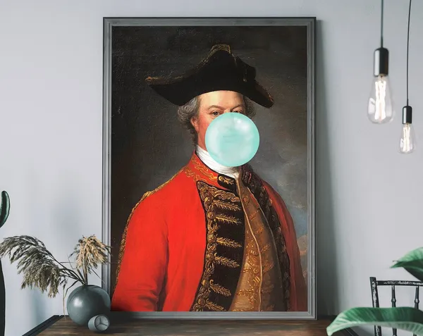 Bubblegum Man Graffiti Art Print, Urban Vintage Modern