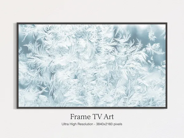Christmas Winter Frame TV Art, Minimal Snowflakes