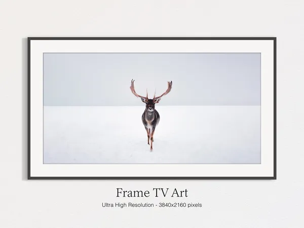 Christmas Deer Winter Snow Landscape Art Print