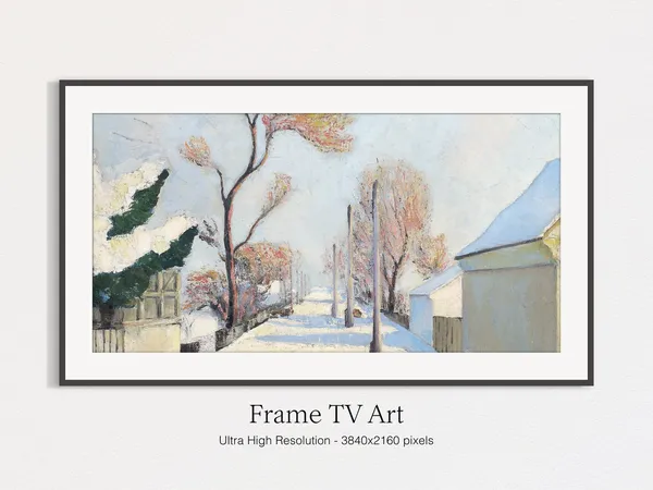 Christmas Winter Oil Landscape Snow In The City Art Print
