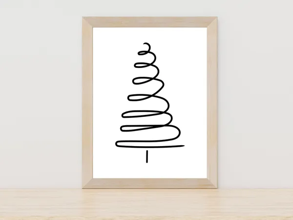 Christmas Tree Line Art Art Print, Minimalist Holiday