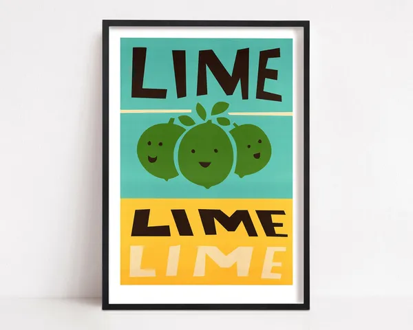 Lime Print Retro Kitchen Poster, Vintage Style