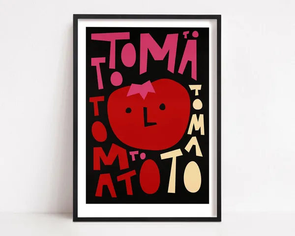 Tomato Pop Art Kitchen Wall Print, Food Lover Decor