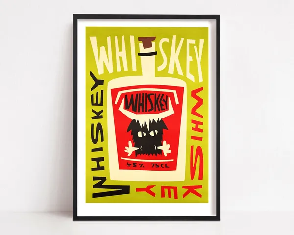 Whiskey Poster, Mid-Century Bar Art Print