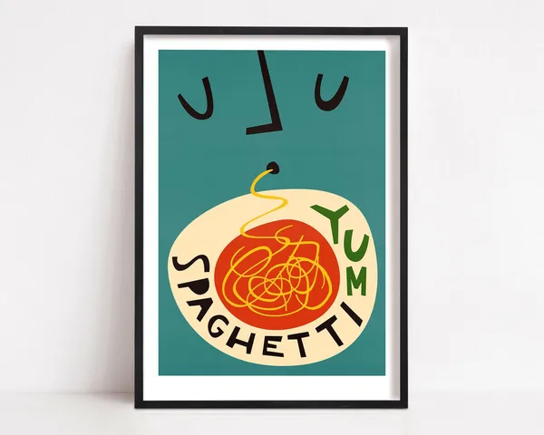 Spaghetti Print - Mid Century Kitchen Art Print