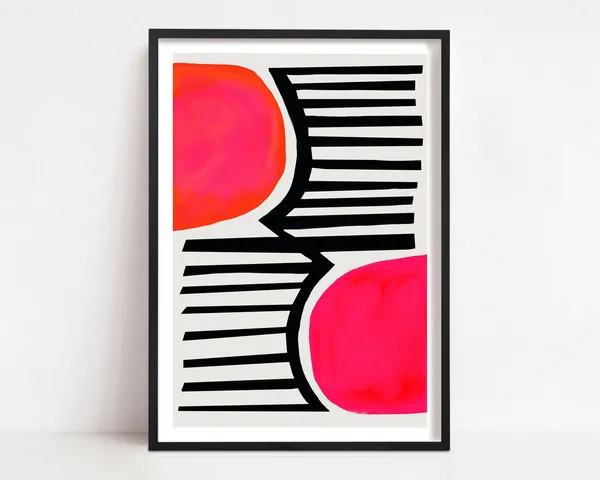 Abstract Sunset Poster, Mid-Century Retro Art Print
