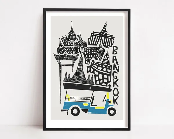 Bangkok Travel Poster, Living Room Wall Decor