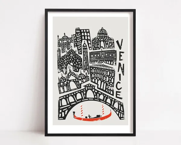 Venice Travel Poster, Mid Century Italy Gift