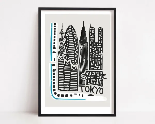 Tokyo City Travel Poster, Shinkansen Bullet Train