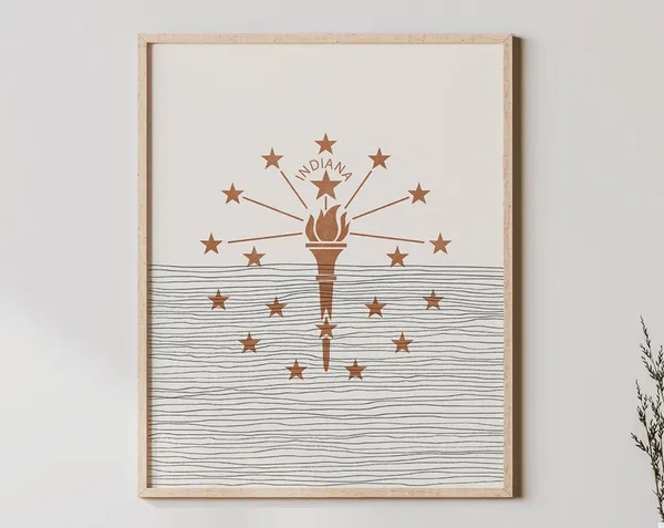 Boho Indiana Logo Art Print, Minimalist Flag
