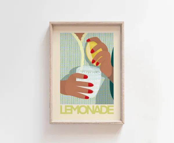 Lemonade Botanical Kitchen Art Print, Modern Poster