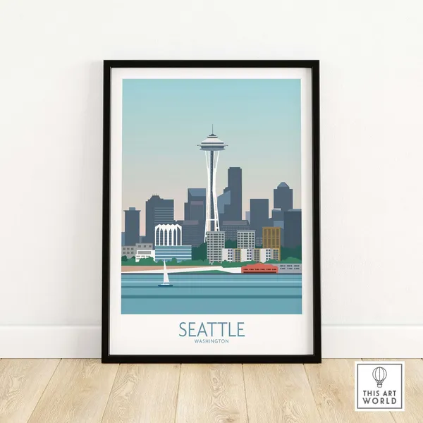 Seattle Travel Poster, Washington Wall Art Print