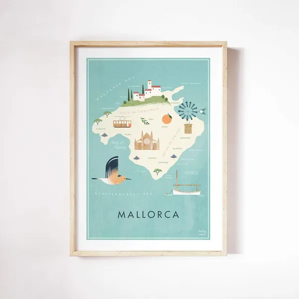 Mallorca Illustrated Map Art Print, Henry Rivers