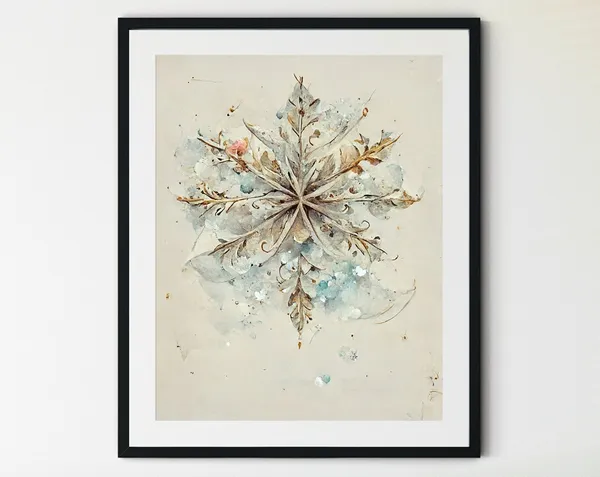Snowflake Print, Winter Christmas Wall Decor