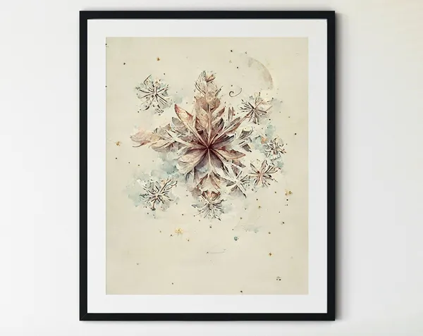 Snowflake Christmas Art Print, Winter Wall Decor