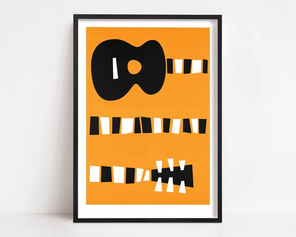 Guitar Art, Mid-Century Modern Poster Print