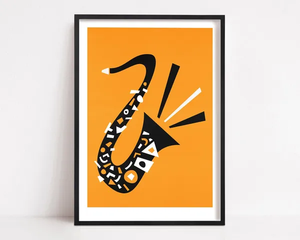 Saxophone Retro Art Print, Mid Century Modern