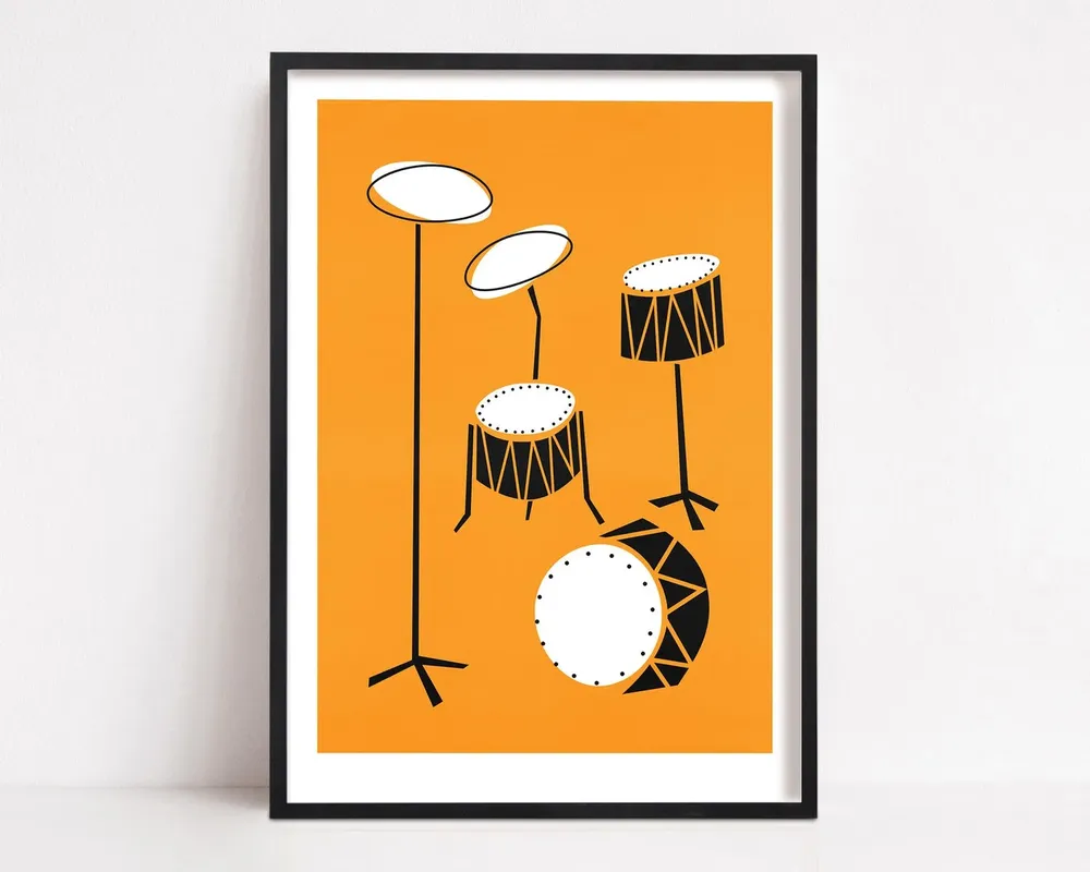 Drums Print, Mid-Century Modern Music Art