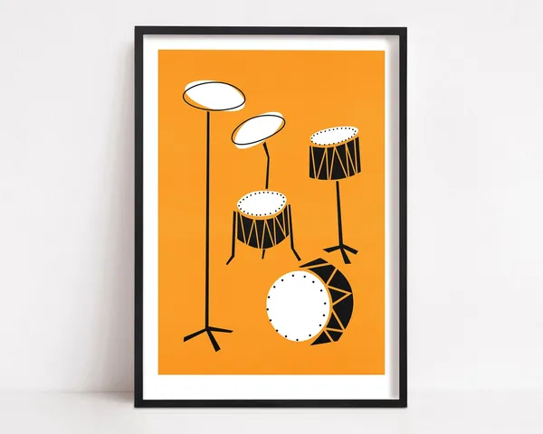 Drums Print, Mid-Century Modern Music Art