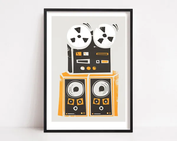 Reel To Reel Retro Music Poster, Music Room Wall Art