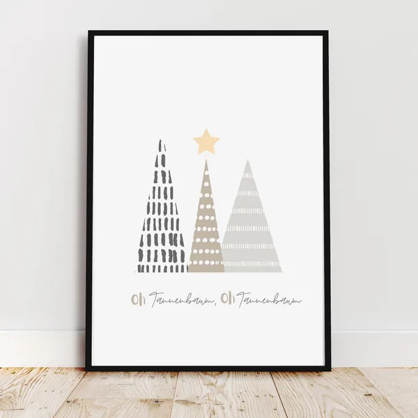 Christmas Tree Decorative Poster, Holiday Wall Picture