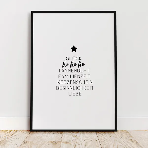 Christmas Word Tree Mural, Holiday Wall Art Print