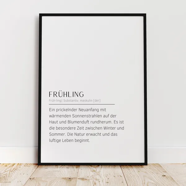 Spring Definition Poster, Seasonal Wall Art Print
