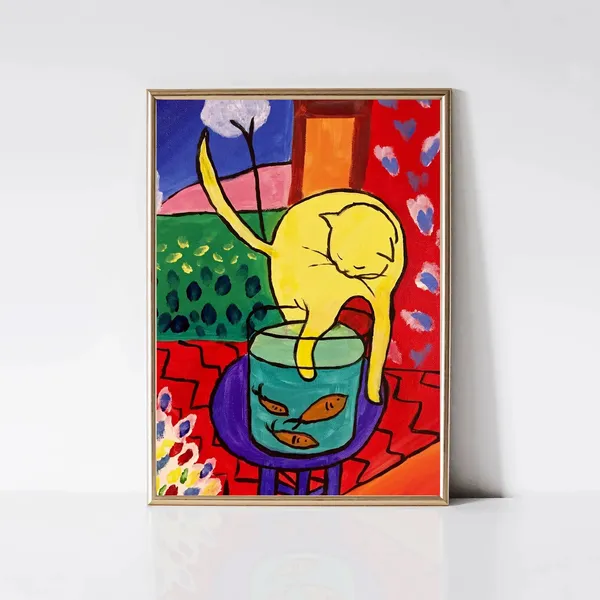Matisse Cat And Red Fish Fauvist Art Print