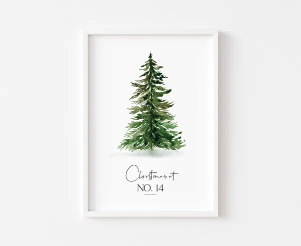 Personalized Christmas House Number Art Print