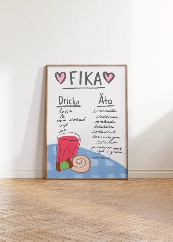 Swedish Fika Menu, Scandi Style Kitchen Art Print