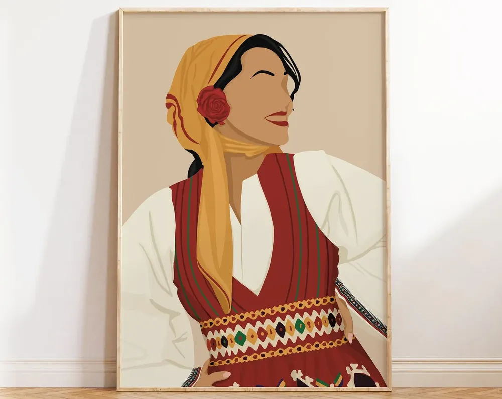 Macedonian Folk Dancers Art Print, Balkan Home Decor