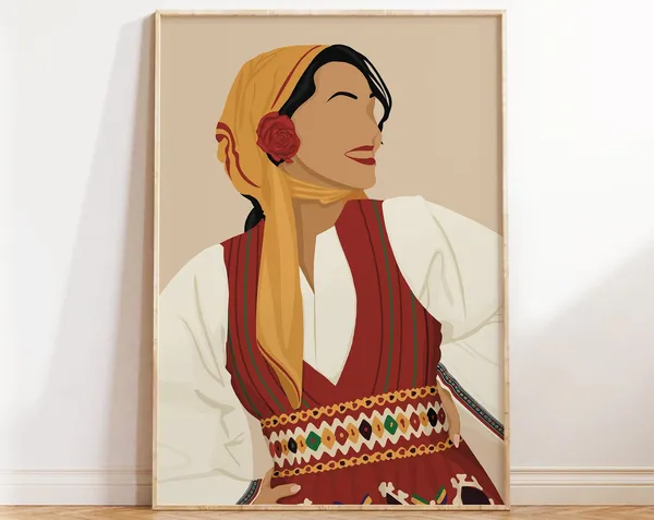 Macedonian Folk Dancers Art Print, Balkan Home Decor