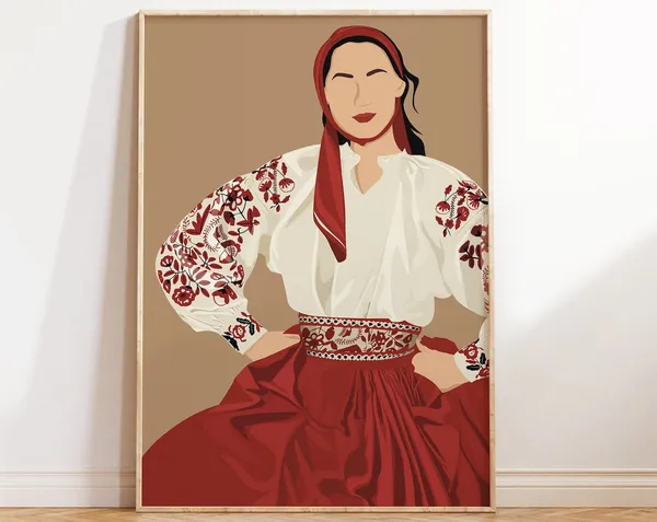 Macedonian Folk Dancers Poster, Balkan Home Decor