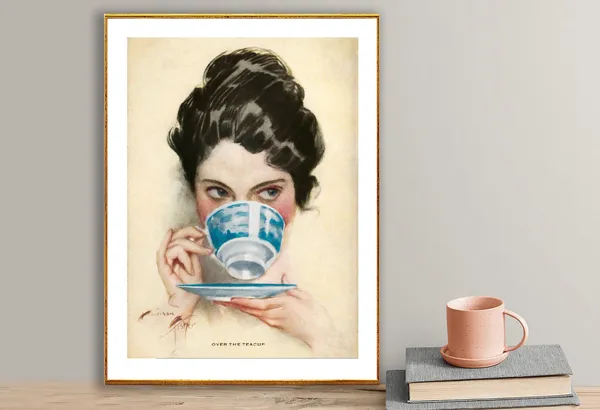 Over The Teacup Vintage Tea Poster, Food Drink
