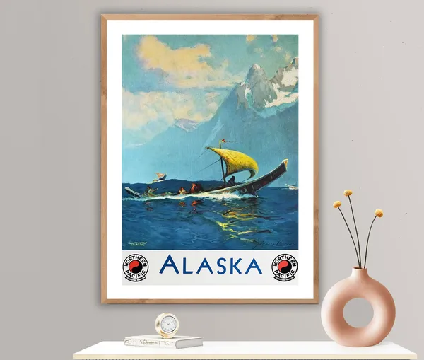 Alaska Vintage Travel Poster, Travel Poster Print