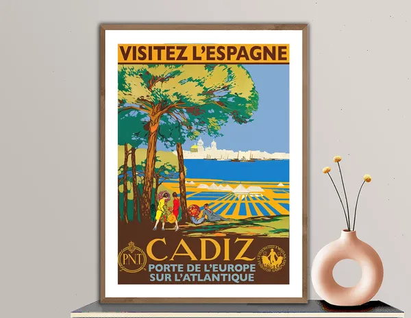 Cadiz Vintage Travel Poster, Spain Travel Poster