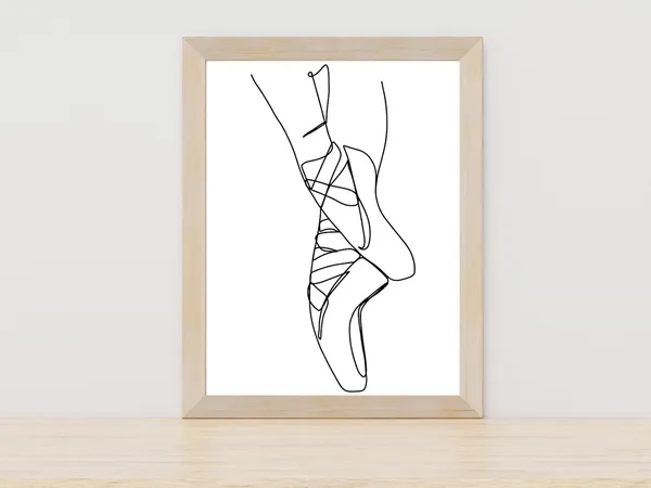 Minimalist Ballerina Slipper Line Art, Art Print