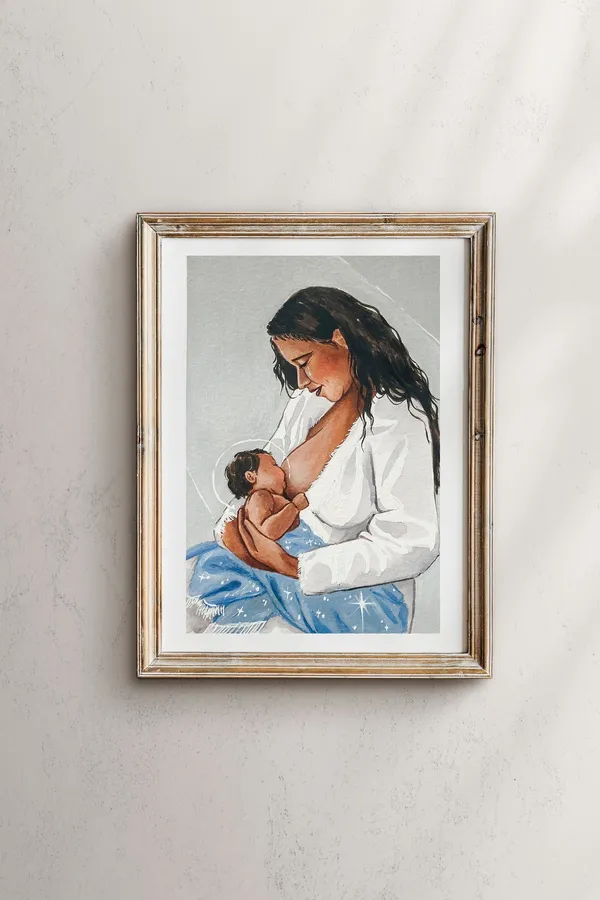Mary Breastfeeding Jesus Nativity Christmas Art Print