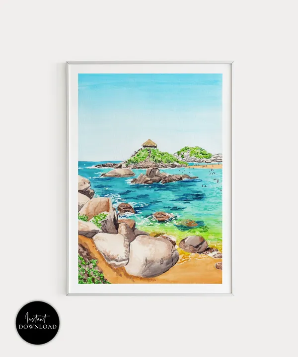 Cabo San Juan, Colombia Travel Poster, Tropical